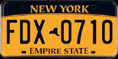 NY license plate FDX0710