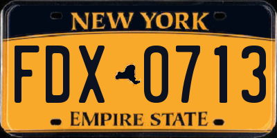 NY license plate FDX0713