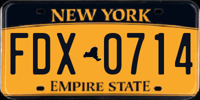 NY license plate FDX0714