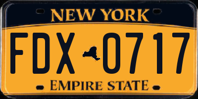 NY license plate FDX0717