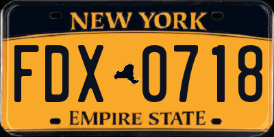 NY license plate FDX0718