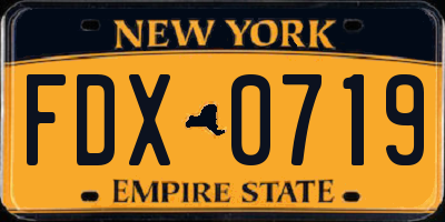 NY license plate FDX0719