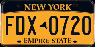 NY license plate FDX0720