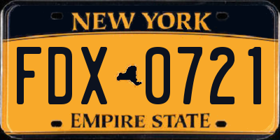 NY license plate FDX0721
