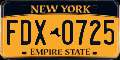 NY license plate FDX0725