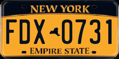 NY license plate FDX0731