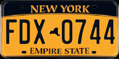 NY license plate FDX0744