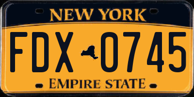 NY license plate FDX0745