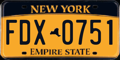 NY license plate FDX0751