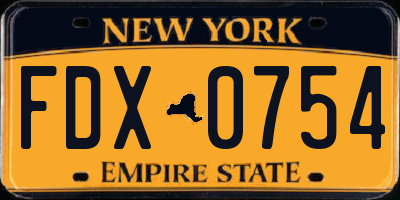 NY license plate FDX0754