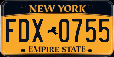 NY license plate FDX0755