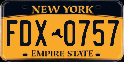 NY license plate FDX0757