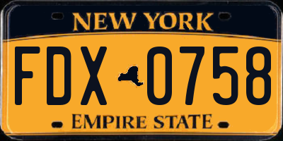 NY license plate FDX0758