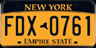 NY license plate FDX0761