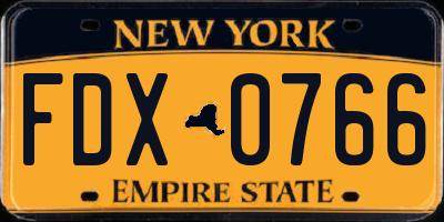 NY license plate FDX0766
