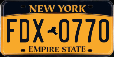 NY license plate FDX0770