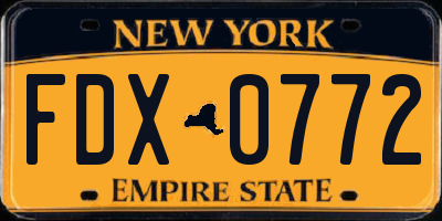NY license plate FDX0772