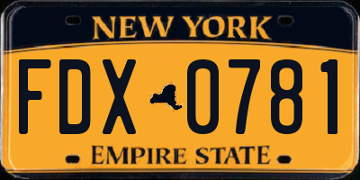 NY license plate FDX0781