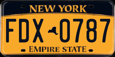 NY license plate FDX0787