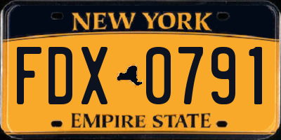 NY license plate FDX0791