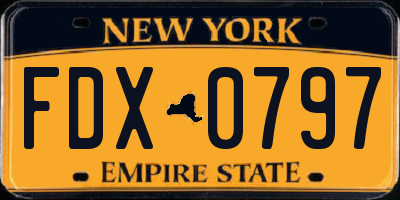 NY license plate FDX0797