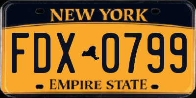 NY license plate FDX0799