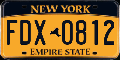 NY license plate FDX0812