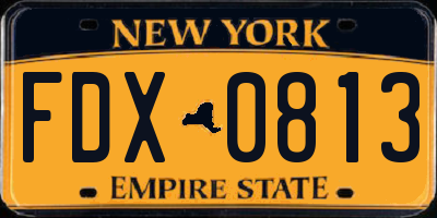 NY license plate FDX0813