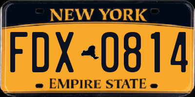NY license plate FDX0814