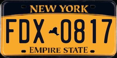 NY license plate FDX0817