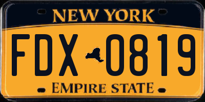 NY license plate FDX0819