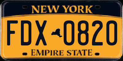 NY license plate FDX0820