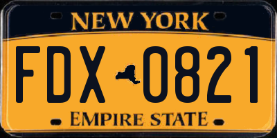 NY license plate FDX0821