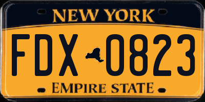 NY license plate FDX0823