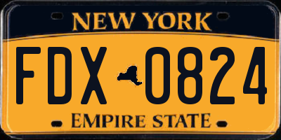 NY license plate FDX0824