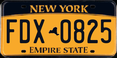 NY license plate FDX0825