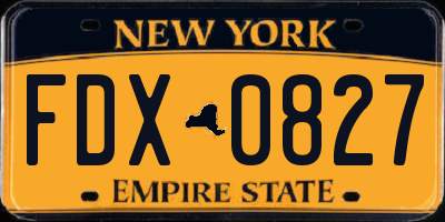 NY license plate FDX0827