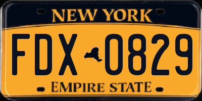 NY license plate FDX0829