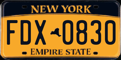 NY license plate FDX0830