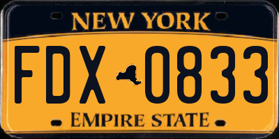 NY license plate FDX0833