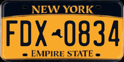 NY license plate FDX0834