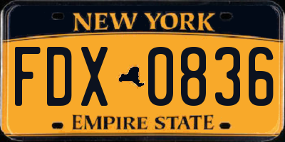 NY license plate FDX0836