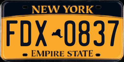 NY license plate FDX0837