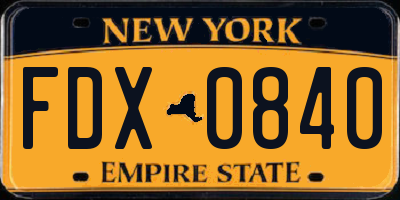 NY license plate FDX0840