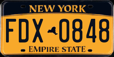 NY license plate FDX0848