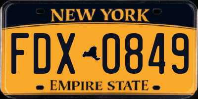 NY license plate FDX0849