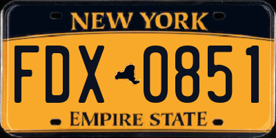 NY license plate FDX0851