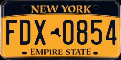 NY license plate FDX0854