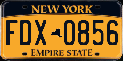 NY license plate FDX0856