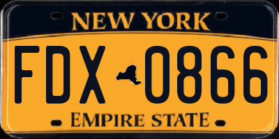 NY license plate FDX0866